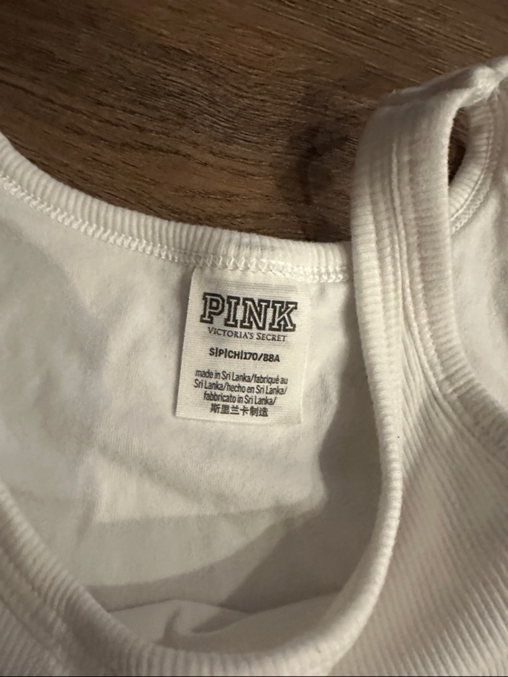 PINK Victoria's Secret White Ribbed Crop Tank - Picture 2 of 3
